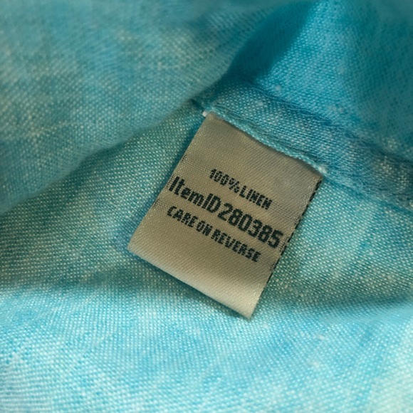 L.L. Bean Light Blue 100% Linen Short Sleeve Button-Down Shirt Size S - Picture 5 of 9